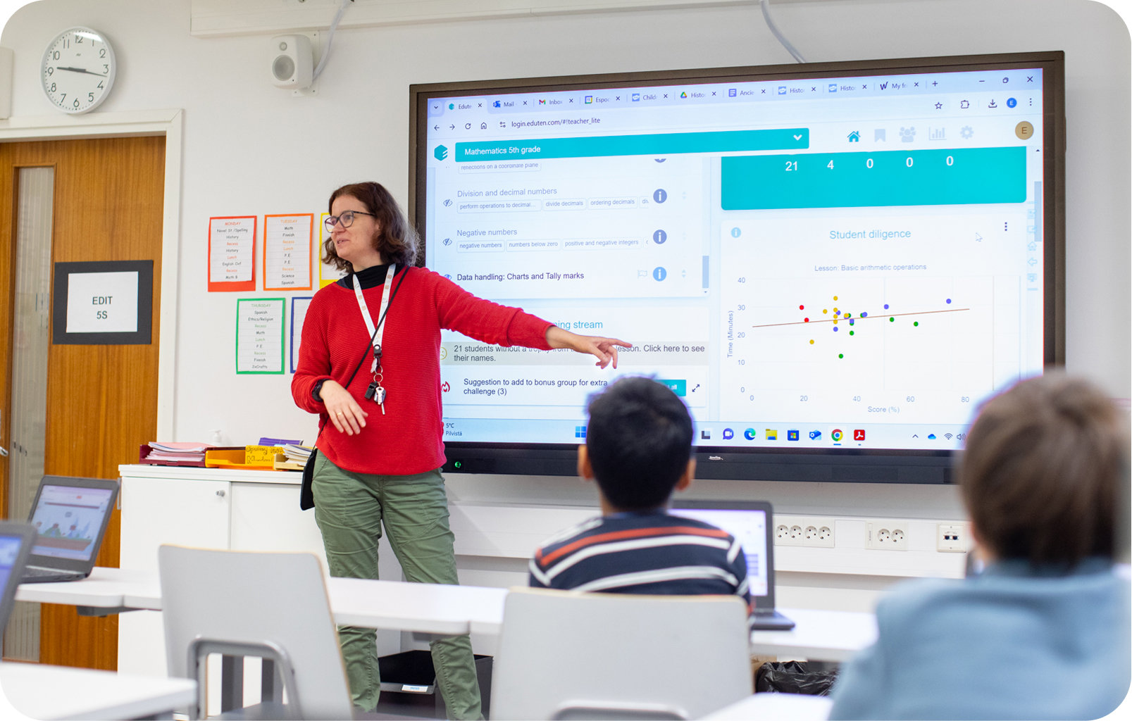 Teacher with an Eduten dashboard